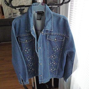 I.B.DIFFUSION VINTAGE OVERSIZED BEADS AND FAUX STONE EMBELLISHED DENIM JACKET  8